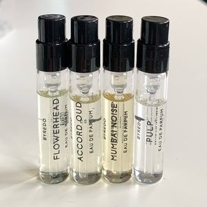 Byredo Sample Set (Flowerhead, Accord Oud, Mumbai Noise, Pulp)